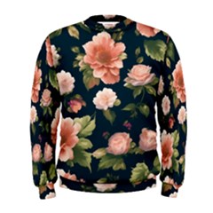 Wallpaper-with-floral-pattern-green-leaf Men s Sweatshirt by designsbymallika