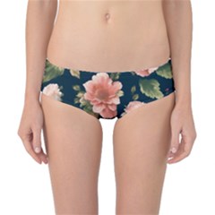 Wallpaper-with-floral-pattern-green-leaf Classic Bikini Bottoms by designsbymallika