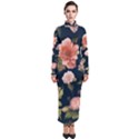 Wallpaper-with-floral-pattern-green-leaf Turtleneck Maxi Dress View1