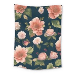 Wallpaper-with-floral-pattern-green-leaf Medium Tapestry by designsbymallika