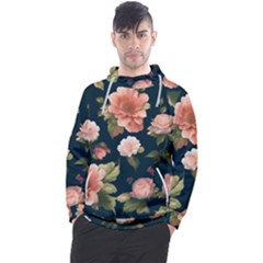 Wallpaper-with-floral-pattern-green-leaf Men s Pullover Hoodie by designsbymallika