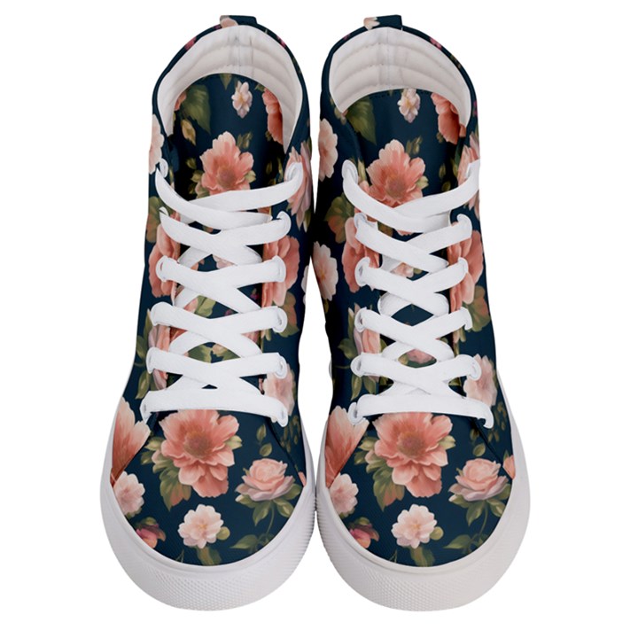 Wallpaper-with-floral-pattern-green-leaf Women s Hi-Top Skate Sneakers