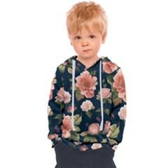 Wallpaper-with-floral-pattern-green-leaf Kids  Overhead Hoodie by designsbymallika