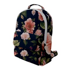 Wallpaper-with-floral-pattern-green-leaf Flap Pocket Backpack (large) by designsbymallika