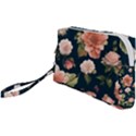 Wallpaper-with-floral-pattern-green-leaf Wristlet Pouch Bag (Small) View1