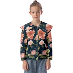 Wallpaper-with-floral-pattern-green-leaf Kids  Peter Pan Collar Blouse by designsbymallika