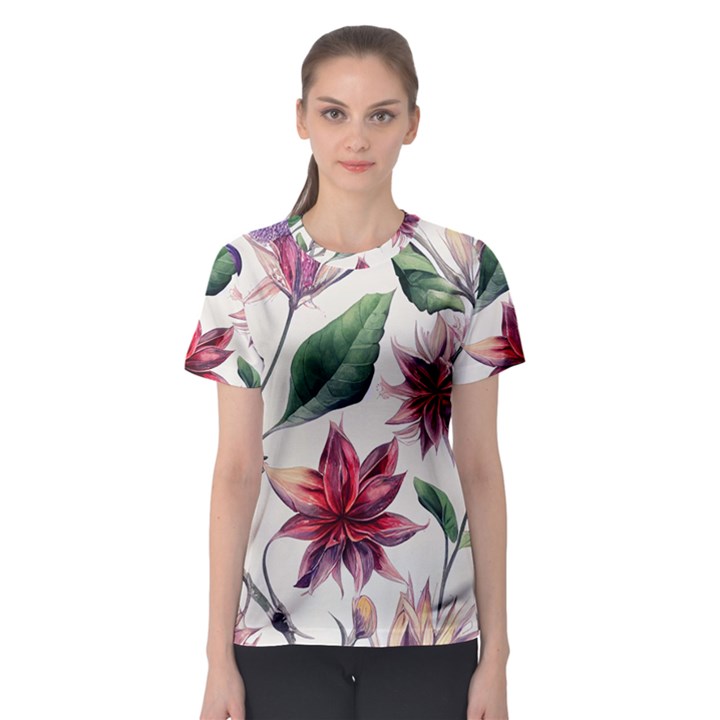 floral pattern Women s Sport Mesh Tee