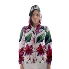 Floral Pattern Women s Hooded Windbreaker