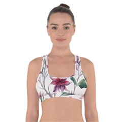 Floral Pattern Cross Back Sports Bra by designsbymallika