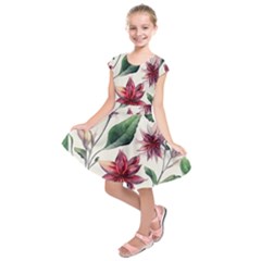 Floral Pattern Kids  Short Sleeve Dress by designsbymallika