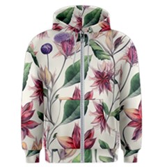 Floral Pattern Men s Zipper Hoodie by designsbymallika