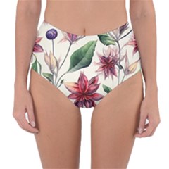 Floral Pattern Reversible High-waist Bikini Bottoms by designsbymallika