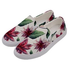 Floral Pattern Men s Canvas Slip Ons by designsbymallika