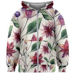 Floral Pattern Kids  Zipper Hoodie Without Drawstring