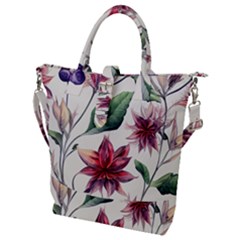 Floral Pattern Buckle Top Tote Bag by designsbymallika