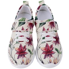 Floral Pattern Women s Velcro Strap Shoes by designsbymallika