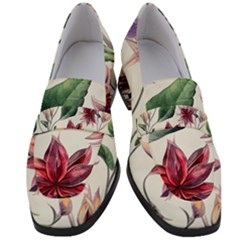 Floral Pattern Women s Chunky Heel Loafers by designsbymallika