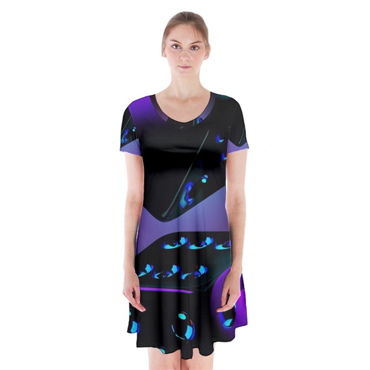 3d Ludo Game,gambling Short Sleeve V-neck Flare Dress