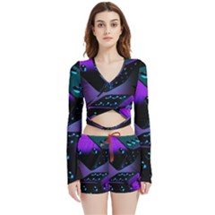 3d Ludo Game,gambling Velvet Wrap Crop Top And Shorts Set by Bangk1t