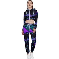 3d Ludo Game,gambling Cropped Zip Up Lounge Set by Bangk1t