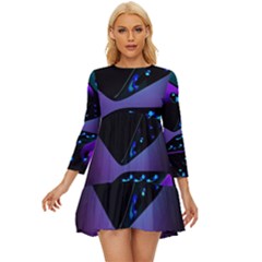 3d Ludo Game,gambling Long Sleeve Babydoll Dress by Bangk1t