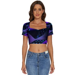 3d Ludo Game,gambling Short Sleeve Square Neckline Crop Top  by Bangk1t