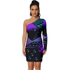 3d Ludo Game,gambling Long Sleeve One Shoulder Mini Dress by Bangk1t