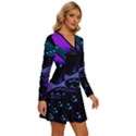 3d Ludo Game,gambling Long Sleeve Deep V Mini Dress  View3