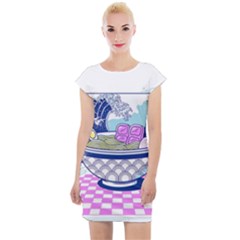 Ramen Kanji Vaporwave Artwork Minimalism Cap Sleeve Bodycon Dress by Bangk1t