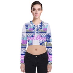 Ramen Kanji Vaporwave Artwork Minimalism Long Sleeve Zip Up Bomber Jacket by Bangk1t