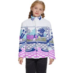 Ramen Kanji Vaporwave Artwork Minimalism Kids  Puffer Bubble Jacket Coat by Bangk1t