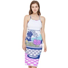 Ramen Kanji Vaporwave Artwork Minimalism Bodycon Cross Back Summer Dress by Bangk1t