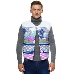 Ramen Kanji Vaporwave Artwork Minimalism Men s Button Up Puffer Vest	 by Bangk1t