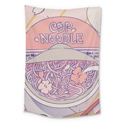 Ramen Kawaii Aesthetic Pink Large Tapestry by Bangk1t