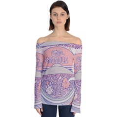 Ramen Kawaii Aesthetic Pink Off Shoulder Long Sleeve Top by Bangk1t