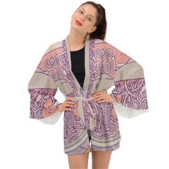 Ramen Kawaii Aesthetic Pink Long Sleeve Kimono by Bangk1t