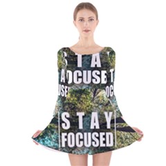 Stay Focused Focus Success Inspiration Motivational Long Sleeve Velvet Skater Dress by Bangk1t