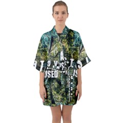 Stay Focused Focus Success Inspiration Motivational Half Sleeve Satin Kimono  by Bangk1t