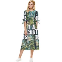 Stay Focused Focus Success Inspiration Motivational Bow Sleeve Chiffon Midi Dress by Bangk1t