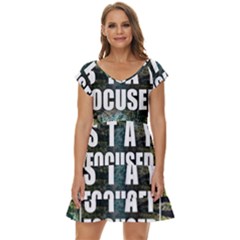 Stay Focused Focus Success Inspiration Motivational Short Sleeve Tiered Mini Dress