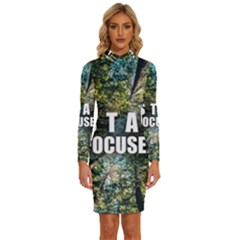 Stay Focused Focus Success Inspiration Motivational Long Sleeve Shirt Collar Bodycon Dress by Bangk1t