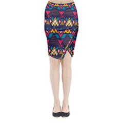 Pattern Colorful Aztec Midi Wrap Pencil Skirt by Ravend