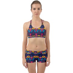 Pattern Colorful Aztec Back Web Gym Set by Ravend