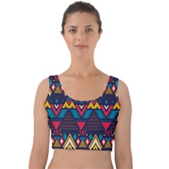 Pattern Colorful Aztec Velvet Crop Top by Ravend