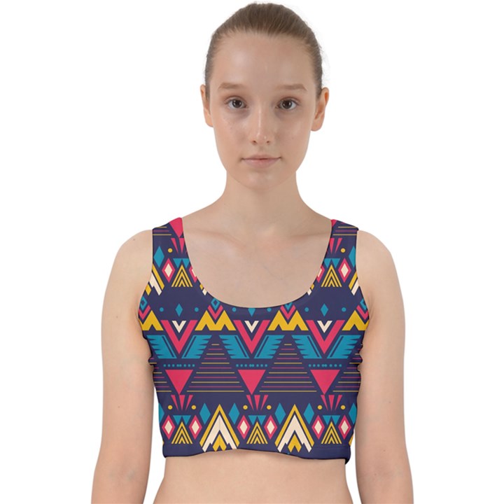 Pattern Colorful Aztec Velvet Racer Back Crop Top