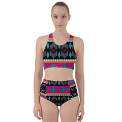 Abstract Art Pattern Design Vintage Racer Back Bikini Set by Ravend