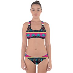 Abstract Art Pattern Design Vintage Cross Back Hipster Bikini Set by Ravend