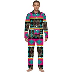 Abstract Art Pattern Design Vintage Men s Long Sleeve Velvet Pocket Pajamas Set by Ravend