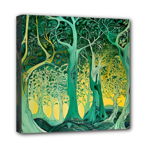 Nature Trees Forest Mystical Forest Jungle Mini Canvas 8  X 8  (stretched) by Ravend