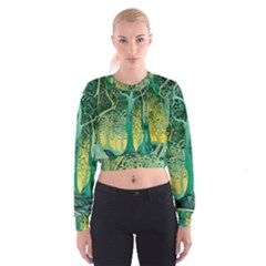 Nature Trees Forest Mystical Forest Jungle Cropped Sweatshirt by Ravend